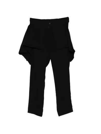 Limi Feu Draped Layered Trousers In Black