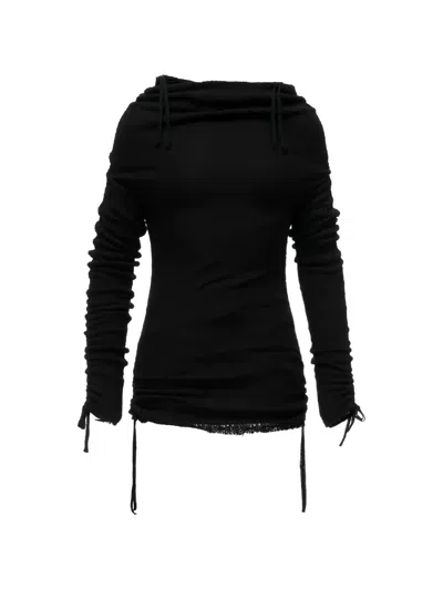 Limi Feu Gathered Drawstring Long-sleeve T-shirt In Black