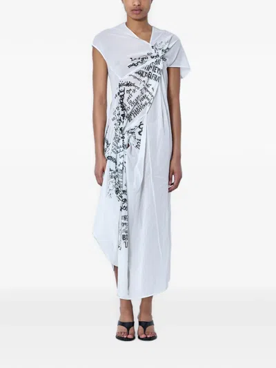 Limi Feu Graphic-print Asymmetric Dress In White