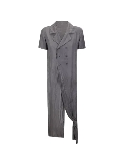 Limi Feu Long Double-breasted Blazer In Gray