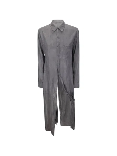 Limi Feu Longline Button-down Shirt In Gray