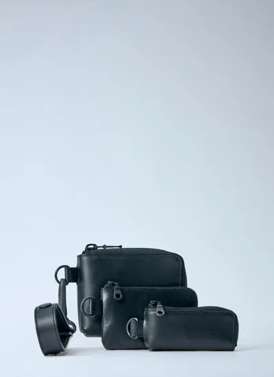 Limi Feu Matte Steer Leather Three Layers Pouch In Blue