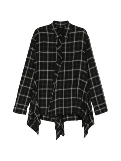 Limi Feu Plaid Flared Panel Shirt In Black