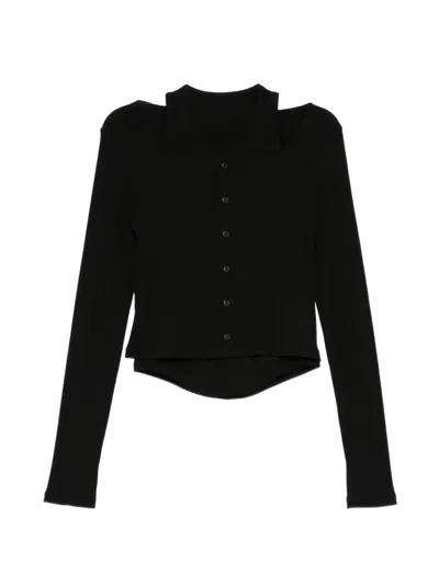 Limi Feu Rib Layered Cardigan In Black