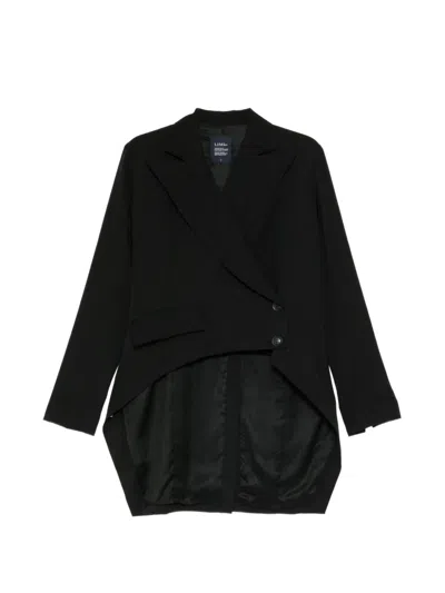 Limi Feu Wool Gabardine Black Long Jacket In Pink