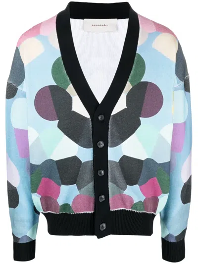 Limitato Graphic-print Cotton Cardigan In Black