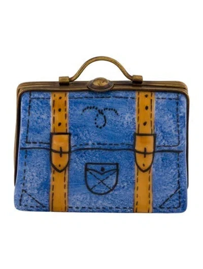 Pre-owned Limoges Porcelain Box In Blue