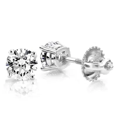 Pre-owned Limor 0.5 Ct Tcw Diamond G-h I1-i2 14k White Gold Solitaire Mens Single Stud Earring In G/h