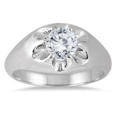 Pre-owned Limor 1 Carat Men's D/vvs1 Simulated Diamond Solitaire Ring 14k White Gold Over Ring