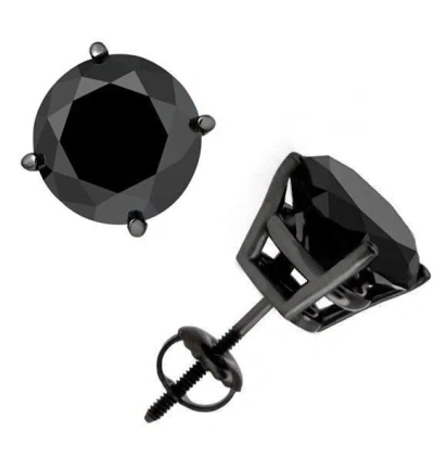 Pre-owned Limor 1 Tcw 14k Black Gold Round Black Enhanced Diamond Screw Back Studs Earrings In Black (heat Treated)