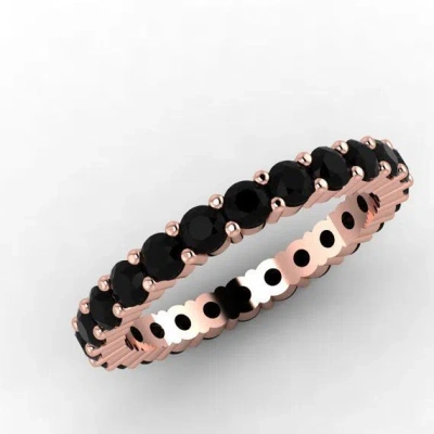 Pre-owned Limor 1.75ct Black Diamond Engagement Common Prong Full Eternity Ring 14k Rose Gold