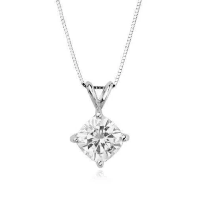 Pre-owned Limor 2 Ct. T.w. Cushion Forever Brilliant Moissanite Solitaire Prong Set Pendant I...