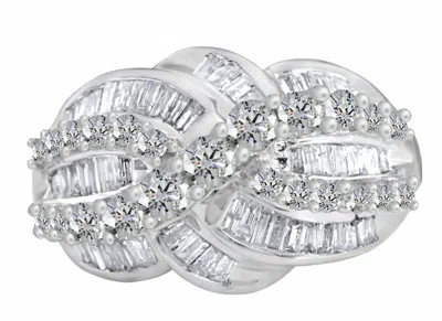 Pre-owned Limor Certified 3.52 Cttw Natural Diamond Cluster Ring 14k Solid White Gold In I-j