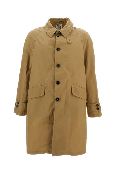 L'impermeabile Mid-length Beige Coat With Classic Collar In Yellow