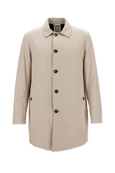 L'impermeabile Minimalist Cotton Compact Canvas Trench Coat In Beige