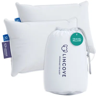 Lincove Canadian Down Feather Travel Pillow - Luxurious Head And Neck Support For Comfortable Travel - 2 Pac