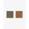 Lind Dna Nupo Double Leather Coaster 10cm X 10cm Army Green And Nature In Army Green And Nature