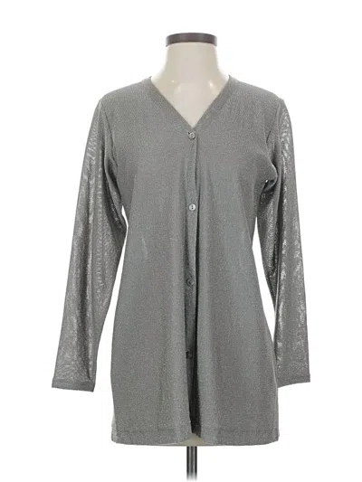 Pre-owned Linda Allard Ellen Tracy Cardigan Sweater In Silver