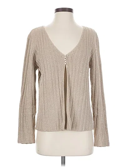 Pre-owned Linda Allard Ellen Tracy Cardigan Sweater In Tan