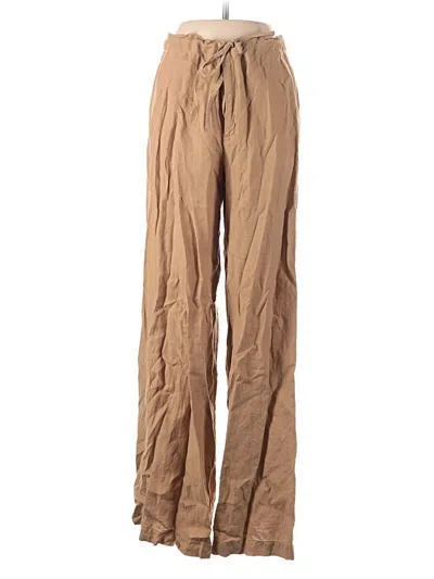 Pre-owned Linda Allard Ellen Tracy Linen Pants In Brown