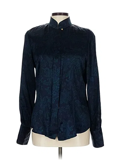 Pre-owned Linda Allard Ellen Tracy Long Sleeve Blouse In Blue
