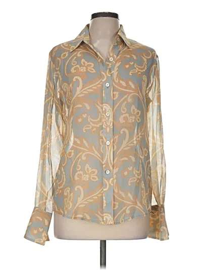 Pre-owned Linda Allard Ellen Tracy Long Sleeve Blouse In Gold