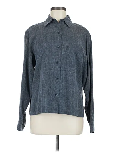 Linda Allard Ellen Tracy Long Sleeve Button Down Shirt In Gray