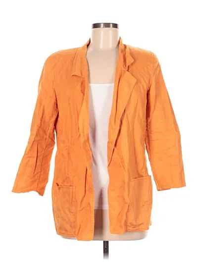 Pre-owned Linda Allard Ellen Tracy Raincoat In Orange