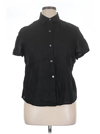 Pre-owned Linda Allard Ellen Tracy Short Sleeve Blouse In Black