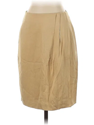 Pre-owned Linda Allard Ellen Tracy Silk Skirt In Brown