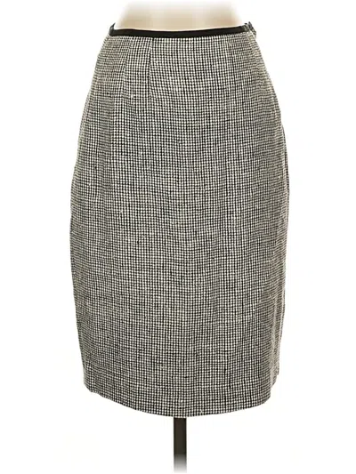 Pre-owned Linda Allard Ellen Tracy Silk Skirt In Gray
