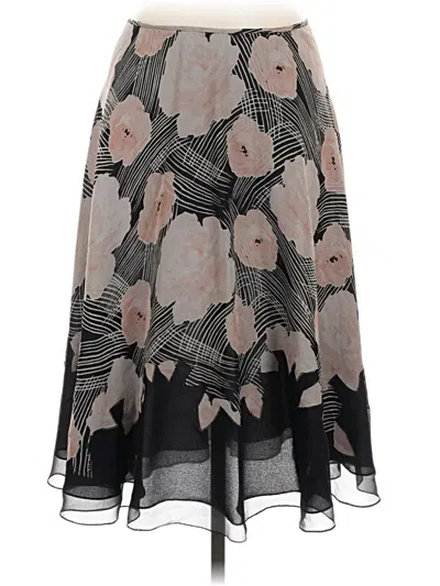 Pre-owned Linda Allard Ellen Tracy Silk Skirt In Gray