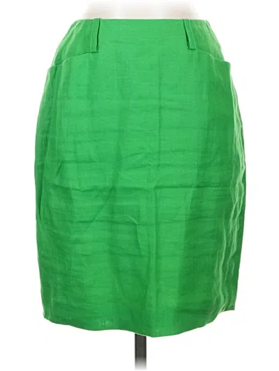 Pre-owned Linda Allard Ellen Tracy Silk Skirt In Green