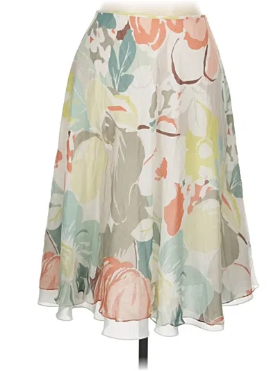 Pre-owned Linda Allard Ellen Tracy Silk Skirt In Ivory