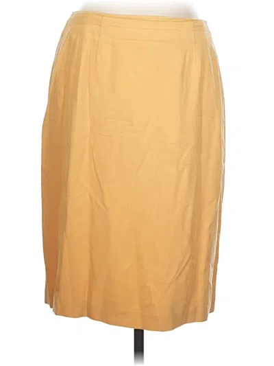 Pre-owned Linda Allard Ellen Tracy Silk Skirt In Yellow
