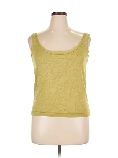 Pre-owned Linda Allard Ellen Tracy Sleeveless Silk Top Yellow Square Neckline Tops
