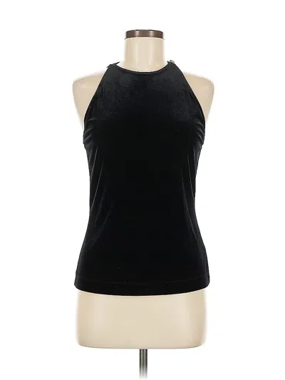 Pre-owned Linda Allard Ellen Tracy Sleeveless Top Black Halter Neckline Tops