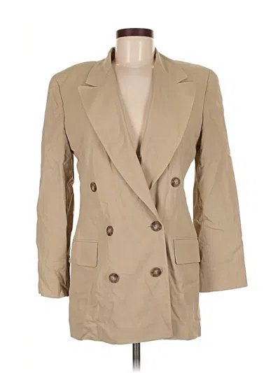 Pre-owned Linda Allard Ellen Tracy Wool Blazer Jacket In Tan