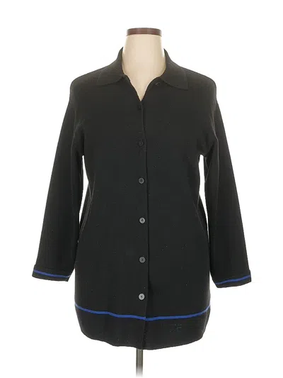 Pre-owned Linda Allard Ellen Tracy Wool Cardigan Sweater In Black