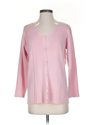 Pre-owned Linda Allard Ellen Tracy Wool Cardigan Sweater In Pink