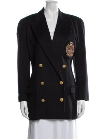 Pre-owned Linda Allard Ellen Tracy Wool Coat In Black