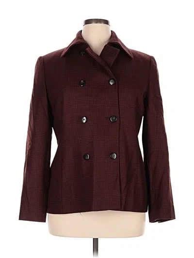 Pre-owned Linda Allard Ellen Tracy Wool Coat In Burgundy