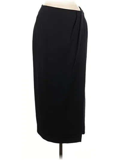 Pre-owned Linda Allard Ellen Tracy Wool Skirt In Black
