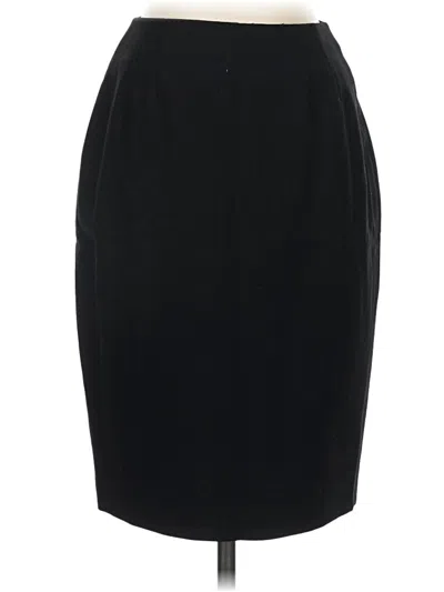 Pre-owned Linda Allard Ellen Tracy Wool Skirt In Black