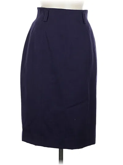 Pre-owned Linda Allard Ellen Tracy Wool Skirt In Blue