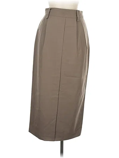 Pre-owned Linda Allard Ellen Tracy Wool Skirt In Brown