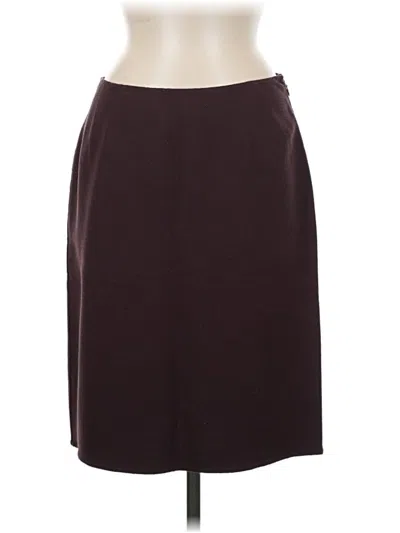 Pre-owned Linda Allard Ellen Tracy Wool Skirt In Burgundy