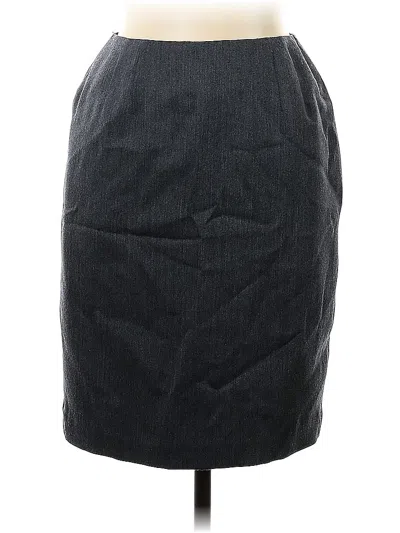 Pre-owned Linda Allard Ellen Tracy Wool Skirt In Gray