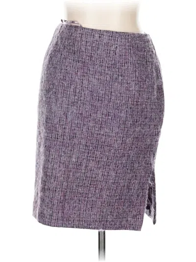 Pre-owned Linda Allard Ellen Tracy Wool Skirt In Purple