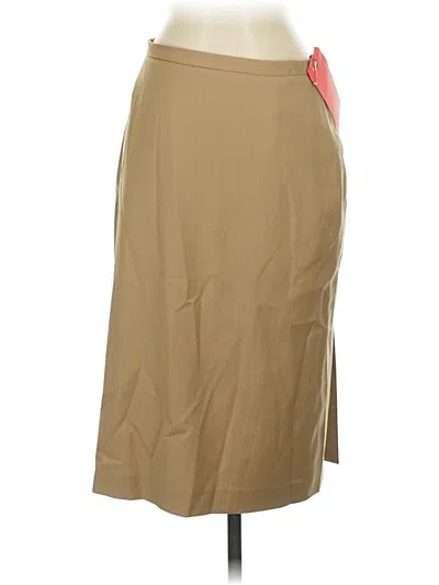 Pre-owned Linda Allard Ellen Tracy Wool Skirt In Tan